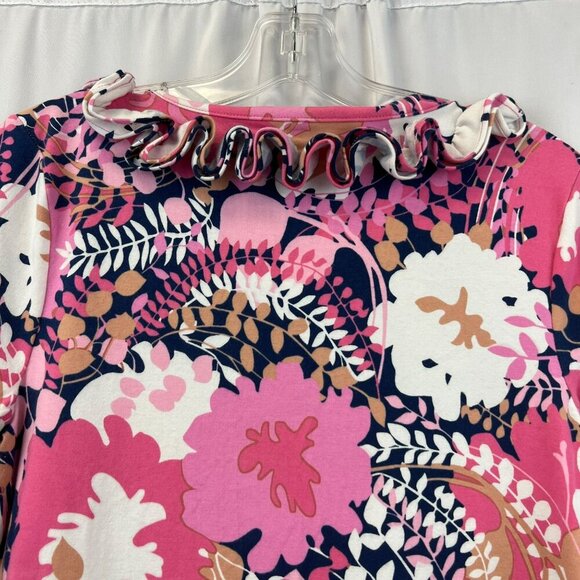 Talbots Floral Shift Dress Ruffle Neck 3/4 Sleeve Multicolor Size SP - Picture 5 of 8